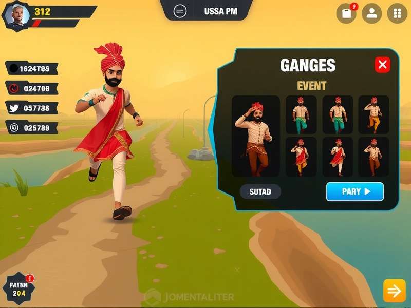 Ganges Runner Pro gameplay screenshot showing character running through Indian landscape