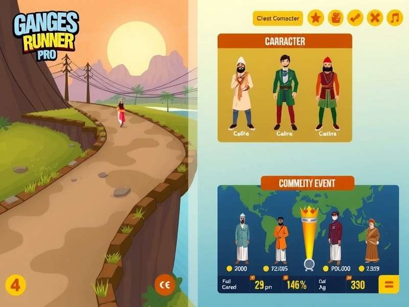 Ganges Runner Pro character customization options showing various Indian outfits